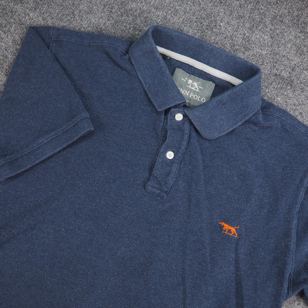 Gunn Polo Shirt Mens XL Sports Fit Blue Solid Rodd & Gunn Pique Dog Logo Casual